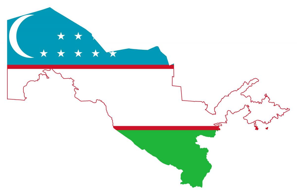 mapa Uzbekistan bandera 