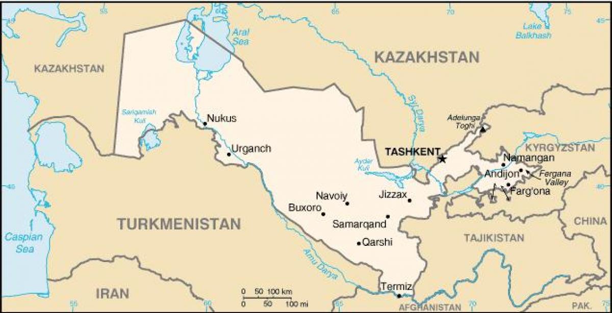 mapa Uzbekistan hiri
